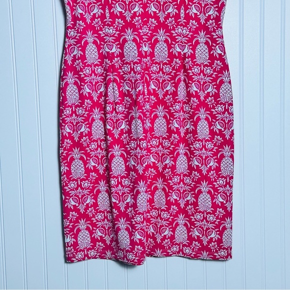 J. McLaughlin Catalina Cloth Pineapple Print Sheath Dress Size L Bright Pink - Picture 7 of 8